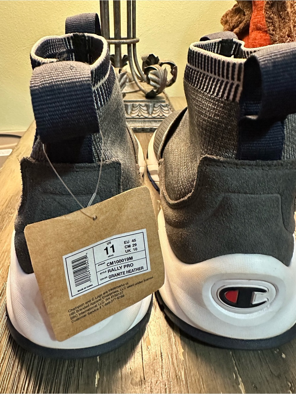 Champion Men's Gray and White Rally Pro High-Top Sneakers